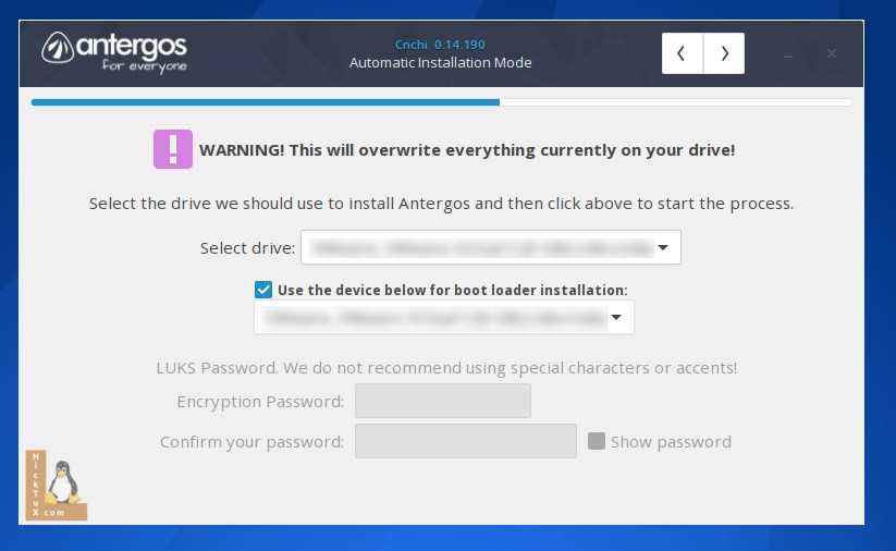 Επιλογή δίσκου προς εγκατάσταση λειτουργικού και προγράμματος φόρτωσης εκκίνησης