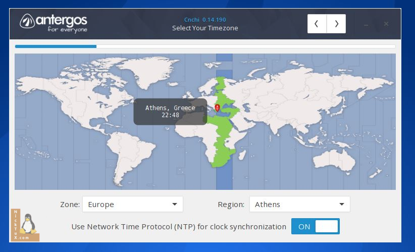 Επιλέγουμε Ζώνη Ώρας και Τοποθεσία